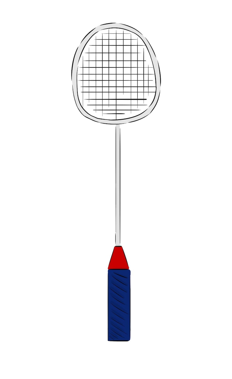 PSD una raqueta de tenis con un mango azul y rayas rojas y blancas