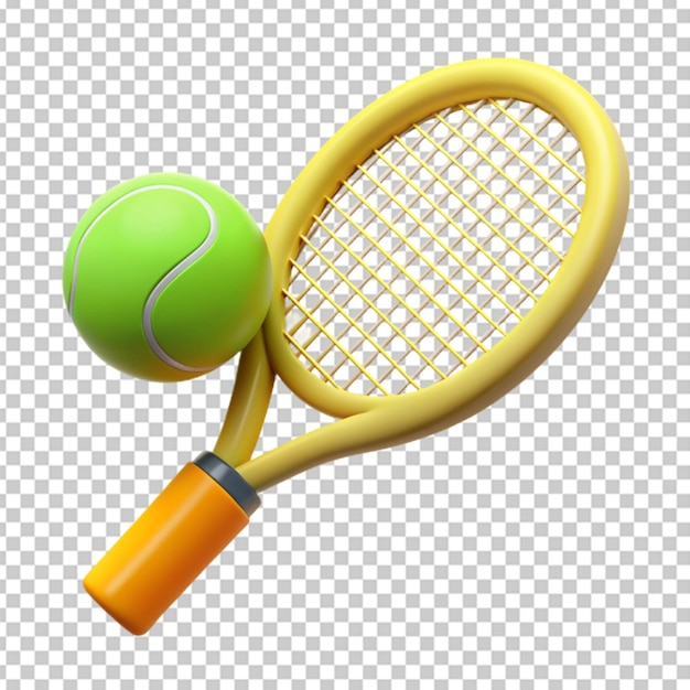 PSD une raquette de tennis jaune et une balle de tennis verte