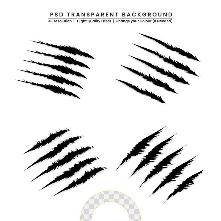 PSD rasca las garras de un animal sobre un fondo transparente
