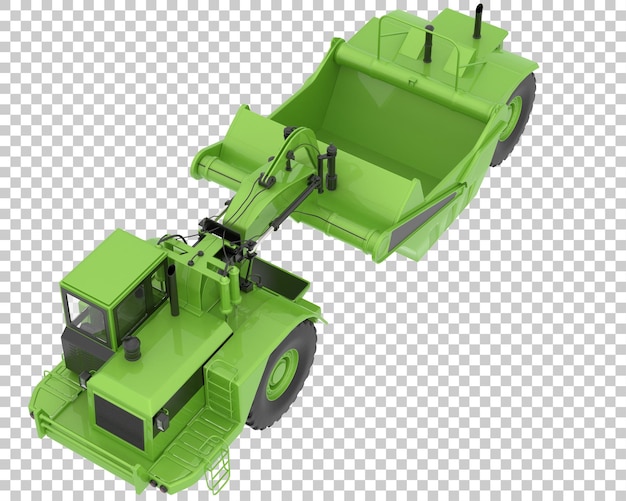 Raschietto del trattore a ruote su sfondo trasparente 3d rendering illustrazione