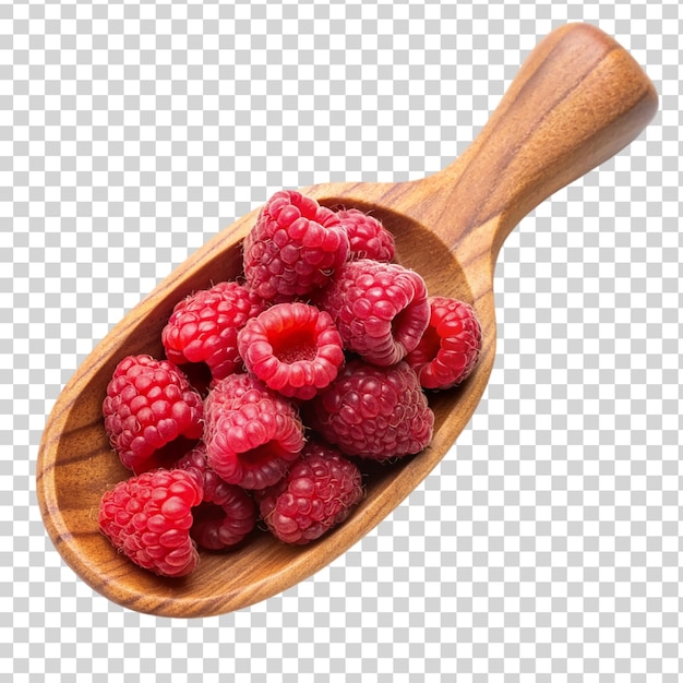 PSD rash berries on wooden scoop on transparent background