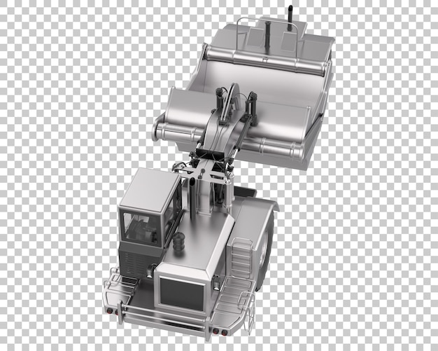 Raspador de trator de roda na ilustração de renderização 3d de fundo transparente