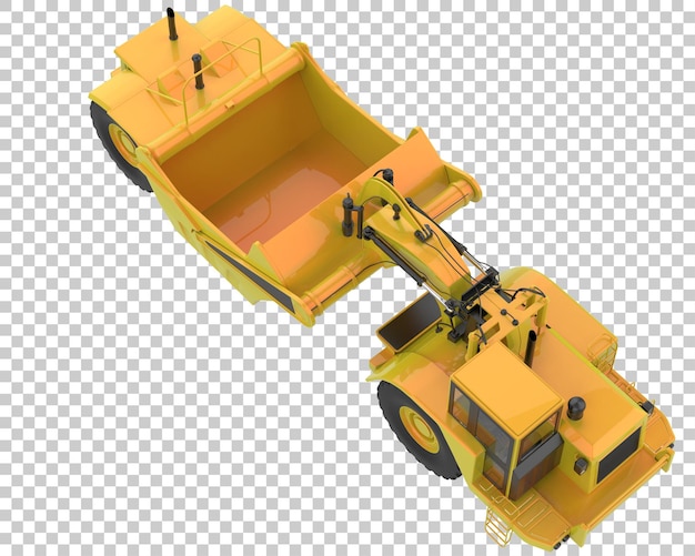 Raspador de tractor de ruedas sobre fondo transparente Ilustración de renderizado 3d