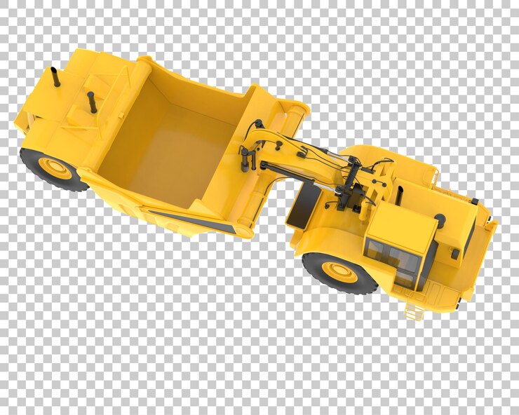 PSD raspador de tractor de ruedas sobre fondo transparente ilustración de renderizado 3d