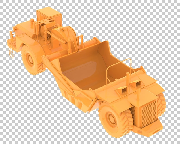 Raspador de tractor de ruedas sobre fondo transparente Ilustración de renderizado 3d