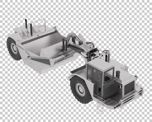 Raspador de tractor de ruedas sobre fondo transparente Ilustración de renderizado 3d