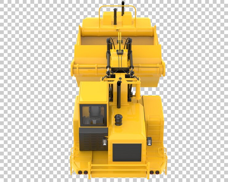 PSD raspador de tractor de ruedas sobre fondo transparente ilustración de renderizado 3d