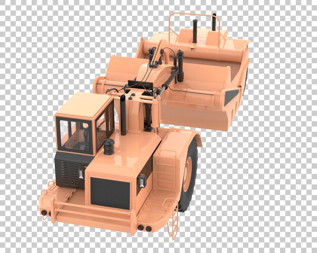 Raspador de tractor de ruedas sobre fondo transparente ilustración de renderizado 3d