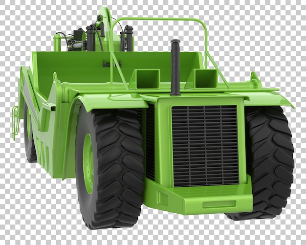 Raspador de tractor de ruedas sobre fondo transparente ilustración de renderizado 3d