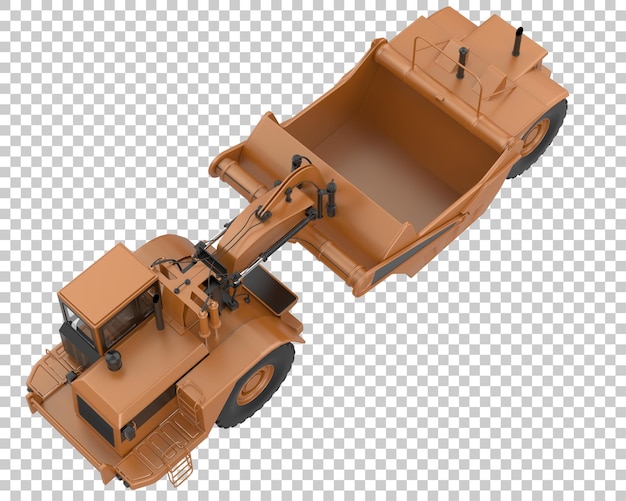 Raspador de tractor de ruedas sobre fondo transparente ilustración de renderizado 3d