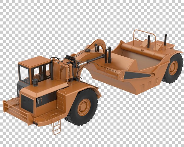 Raspador de tractor de ruedas sobre fondo transparente Ilustración de renderizado 3d