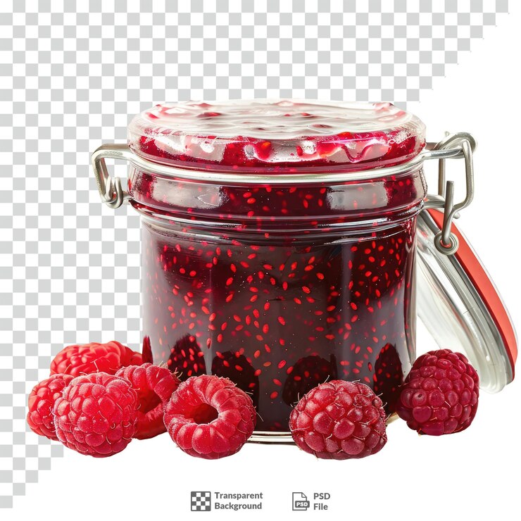 PSD raspberry jam jar transparent background