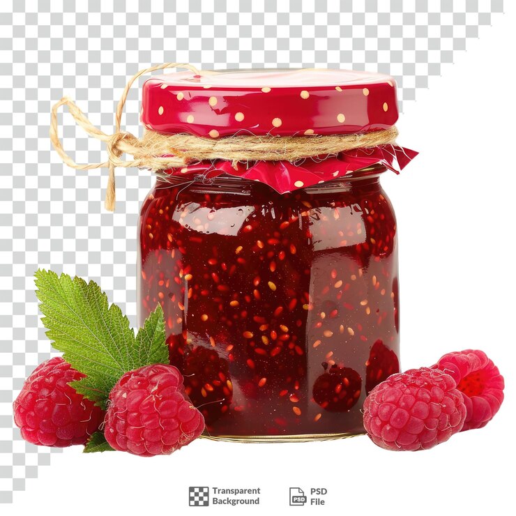 PSD raspberry jam jar transparent background