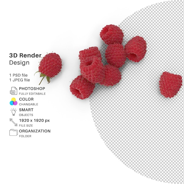 Raspberry modelagem 3d arquivo psd realista