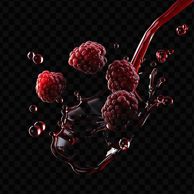 PSD raspberry oil squirt from above with oil harlequin design oi transparente png isolado clipart psd (em inglês)