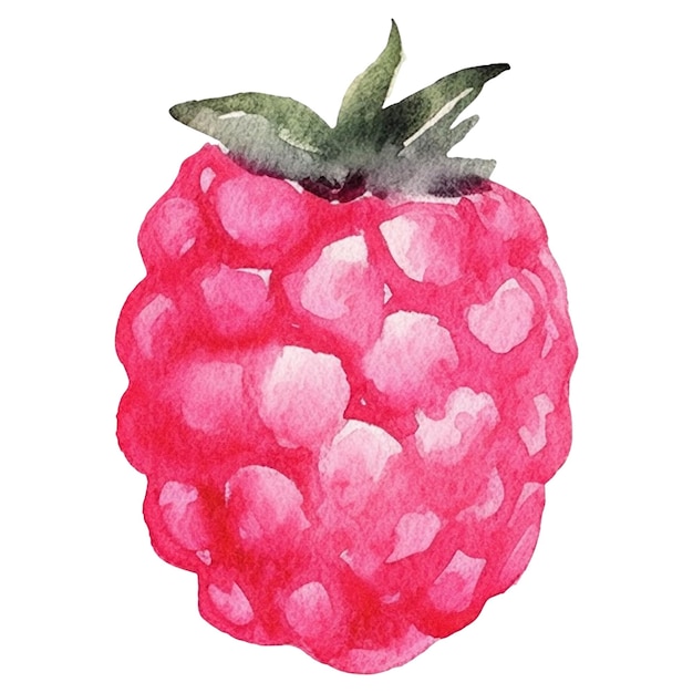 PSD raspberry peint à l'aquarelle élément de conception d'aliments frais dessiné à la main isolé sur fond blanc