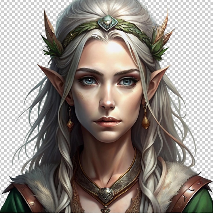 PSD rasse wechselnde klasse druid weibliche aschenfarbene haare blass