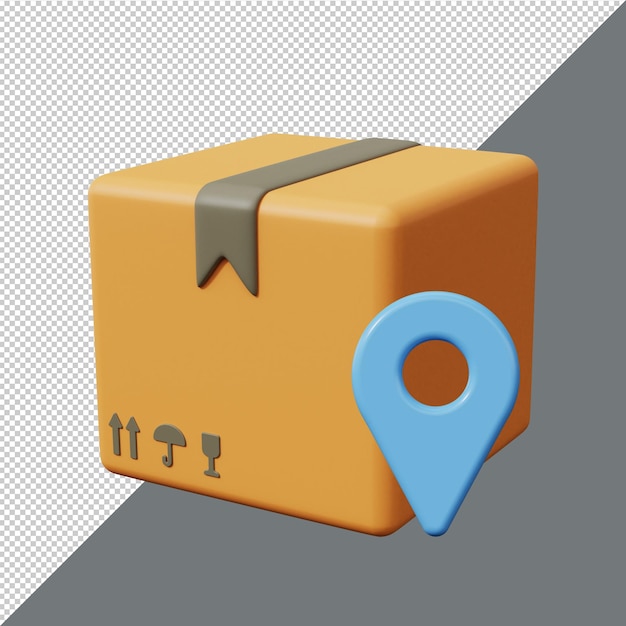 Rastreo de paquetes Pin cuadro icono 3d render