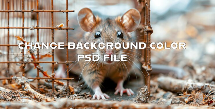 PSD una rata curiosa asomando desde una vieja jaula.