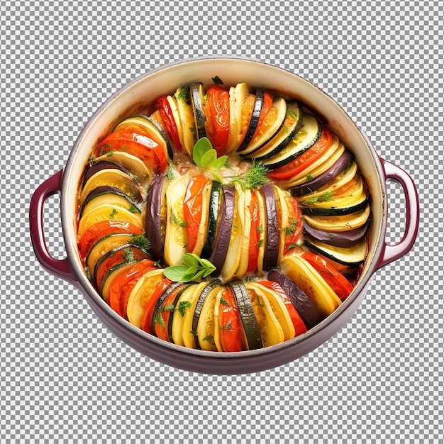 PSD ratatouille en un plato de horneado estofado tradicional francés de verduras de verano casserole de ratatouille