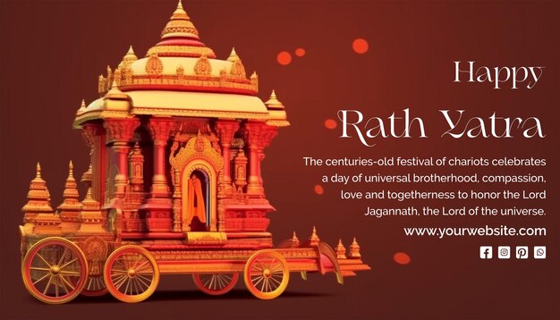 Rath Yatra concepto rath yatra vehículo único en fondo de textura roja