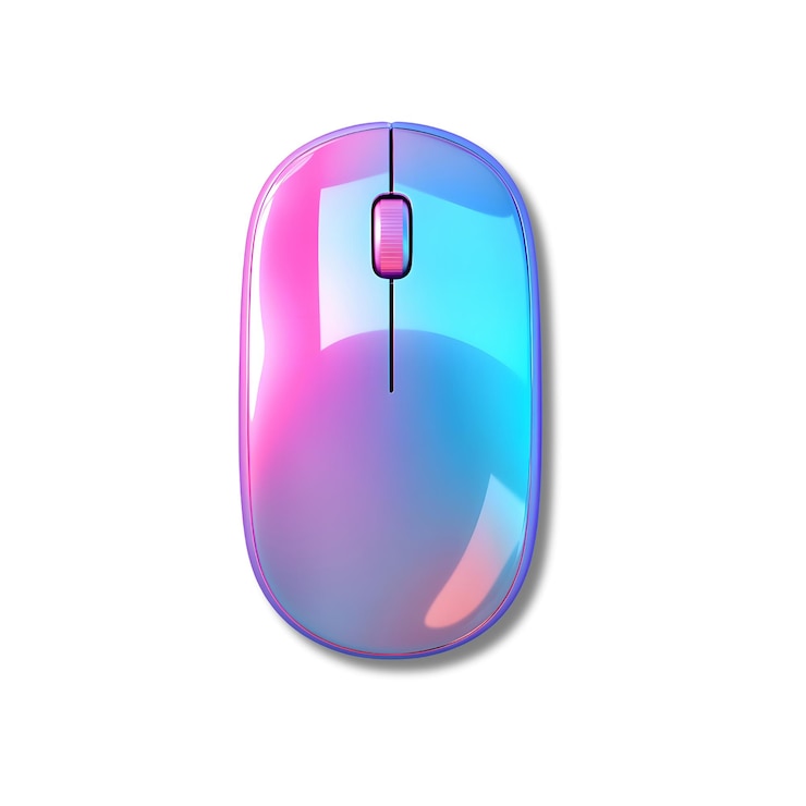 PSD rato bluetooth com textura 3d brilhante em gradientes pastel