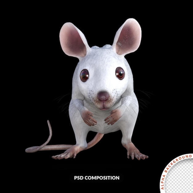 PSD rato branco renderização em 3d