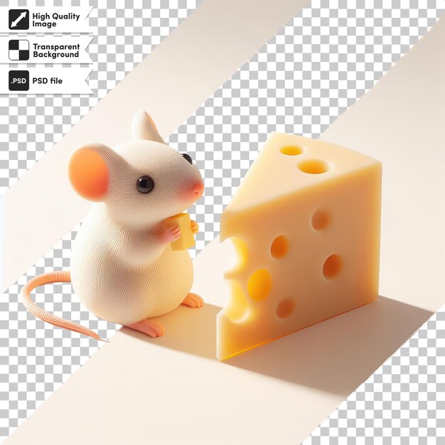 PSD el ratón de animación psd y un pedazo de queso en un fondo transparente