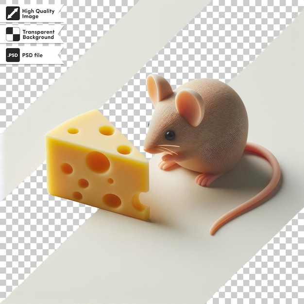 PSD el ratón de animación psd y un pedazo de queso en un fondo transparente