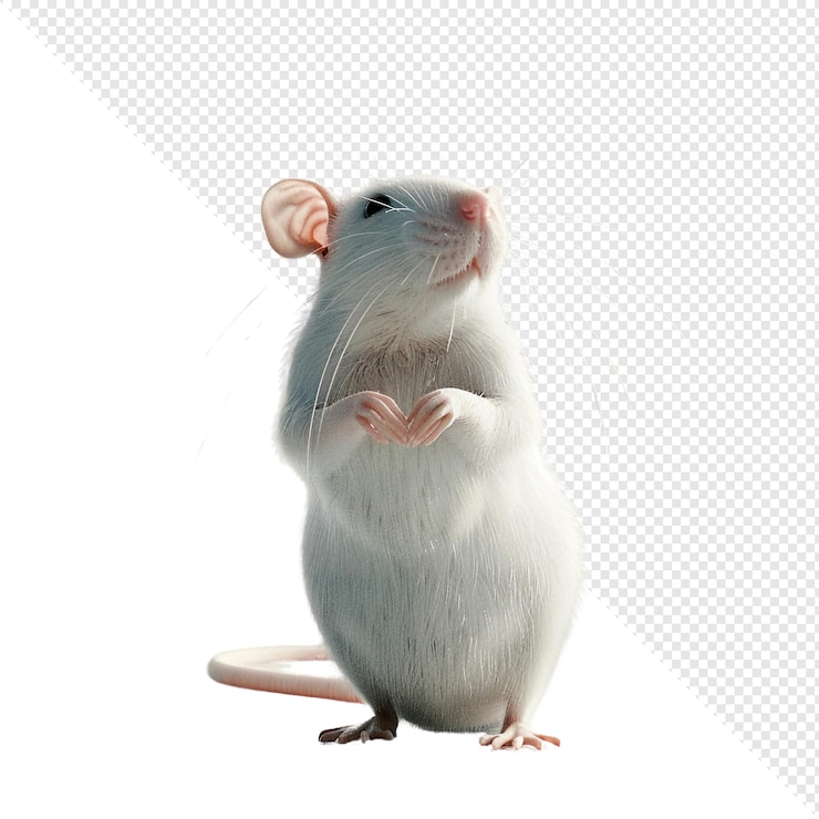 PSD una ratón blanca curiosa