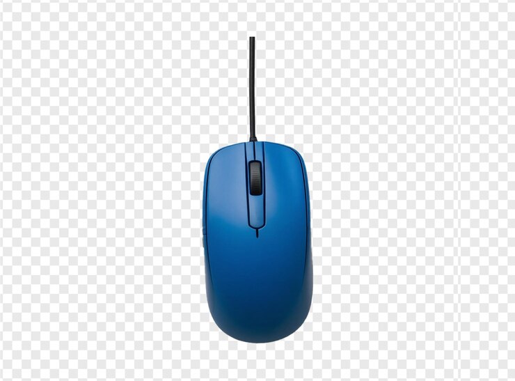 PSD un ratón de computadora azul con un cordón negro