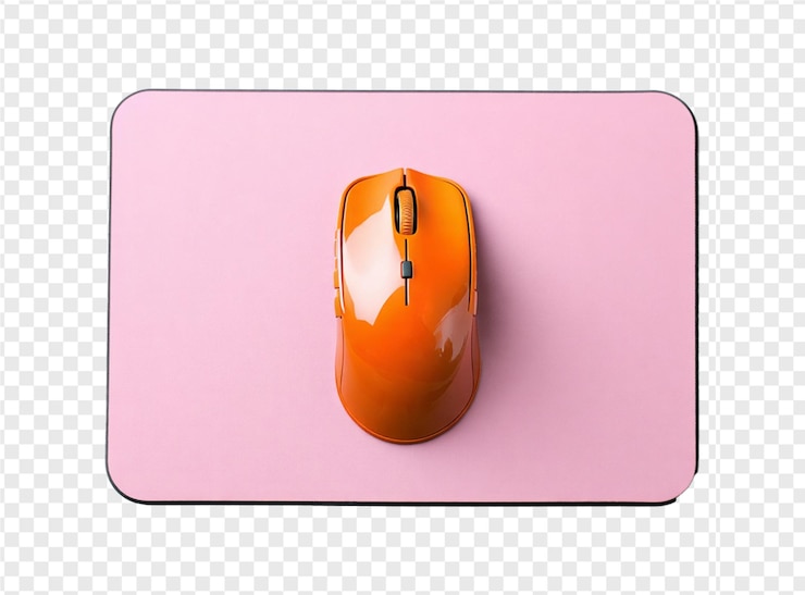 PSD un ratón de computadora está en una superficie rosa