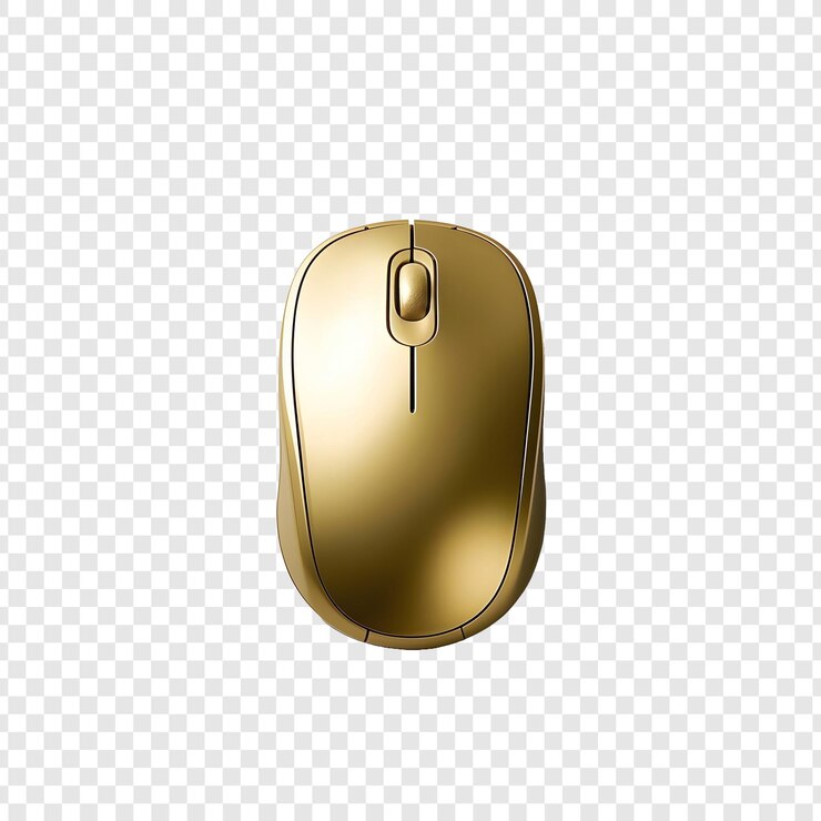 PSD un ratón de computadora de oro con una almohadilla de oro en él