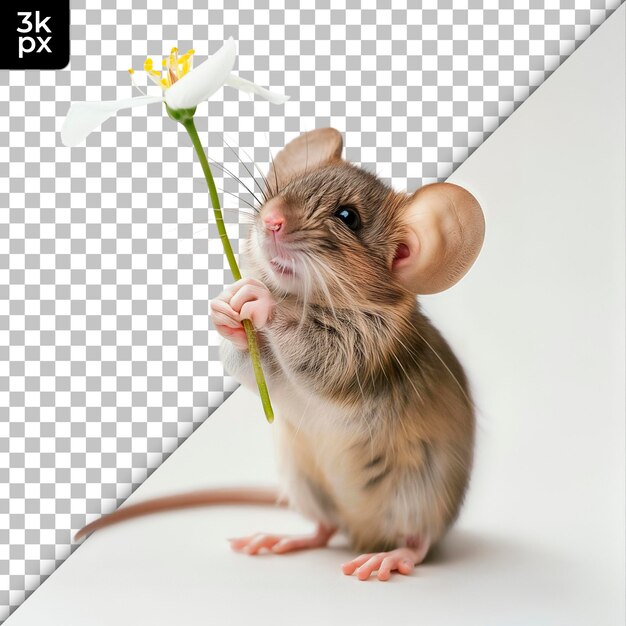 PSD un ratón con una flor en la boca