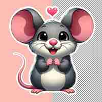 PSD el ratón lúdico con las orejas grandes png sticker