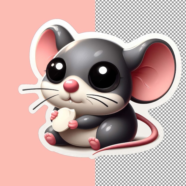 PSD el ratón lúdico con las orejas grandes png sticker