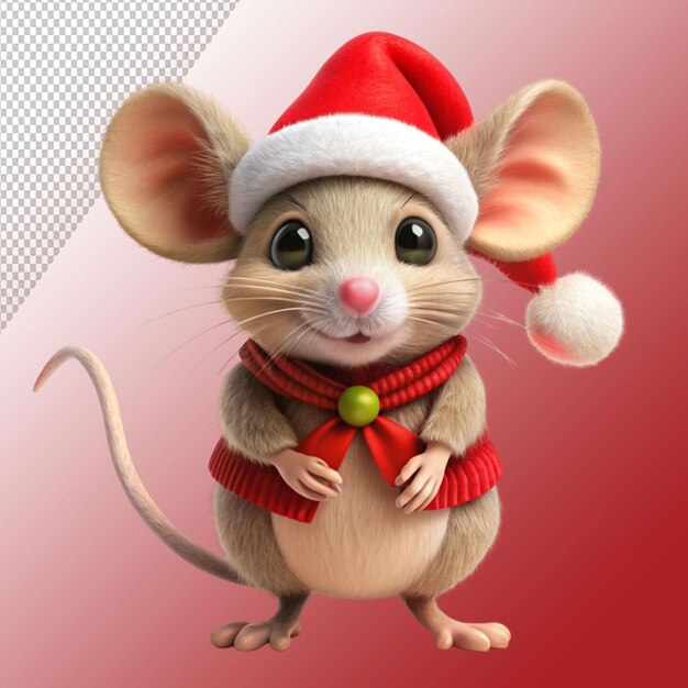 ratón de Navidad aislado en un fondo transparente