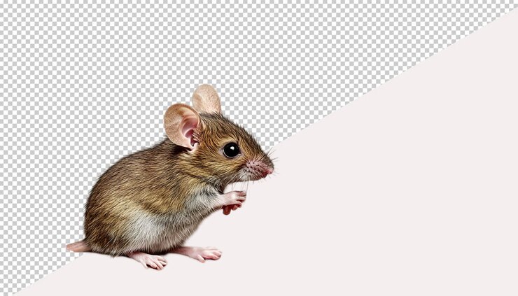 PSD ratón sobre un fondo transparente