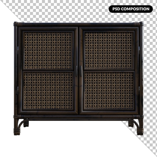 Rattan SideBoard aislado en 3d