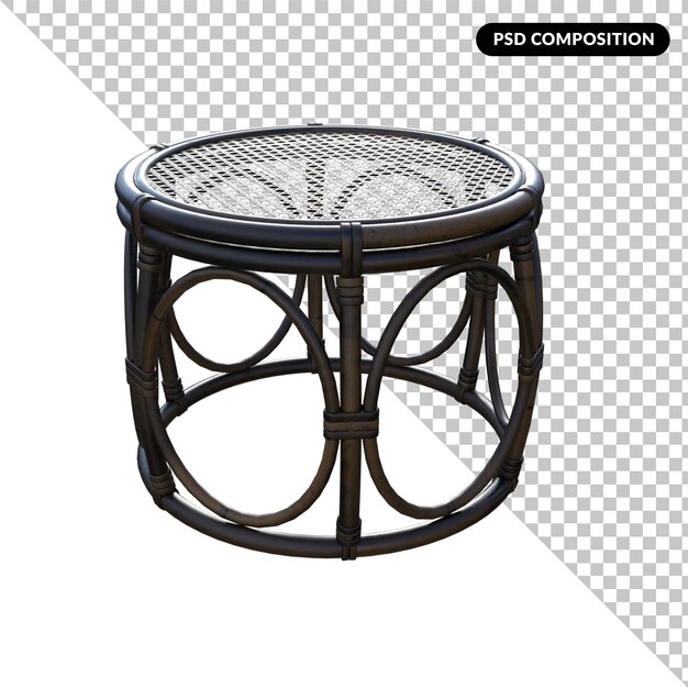 PSD rattan sidetable isolé en 3d