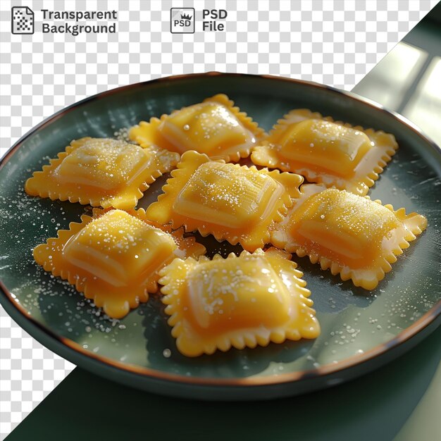 Ravioli de queso de fondo transparente en un plato