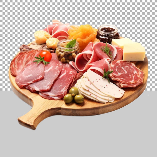 Raw auf einer Holzplatte auf durchsichtigem Hintergrund Ai generiert