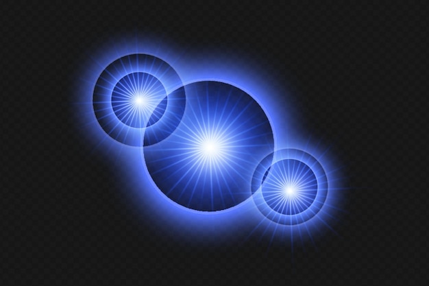 Rayas de bengalas de lente de luz transparente azul