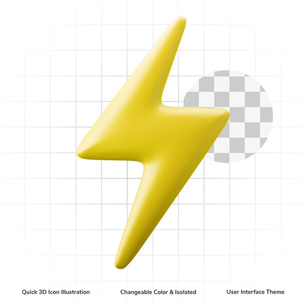 rayo amarillo símbolo rápido interfaz de usuario tema 3d ilustración icono aislado