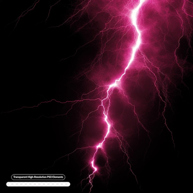 El rayo eléctrico rosado golpea el efecto visual de fondo transparente