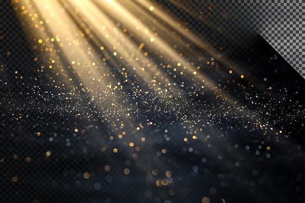 Un rayo de luz con partículas brillantes en un fondo transparente