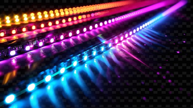 PSD les rayons lumineux png led strip avec une lumière colorée et des collections y2k d néon transparentes multicolores