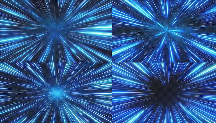 PSD los rayos azules hacen zoom en el efecto de movimiento del rastro de color de la luz