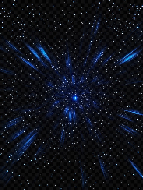 Rayos de luz azul que irradian hacia afuera desde el centro sobre un fondo transparente