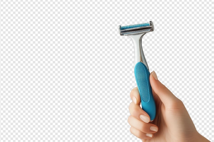 PSD razor desechable para la mano con aislado en fondo transparente